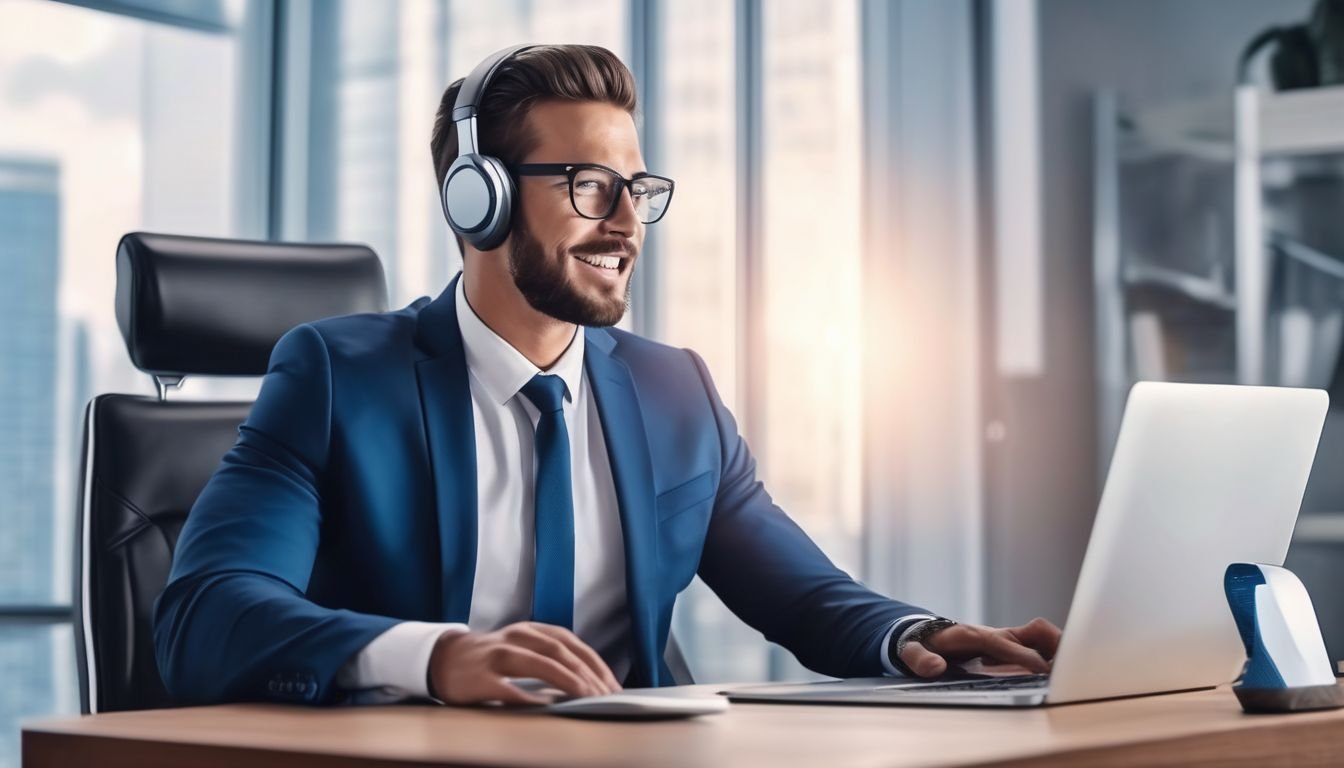 business person using voice assistant technology for lead generation